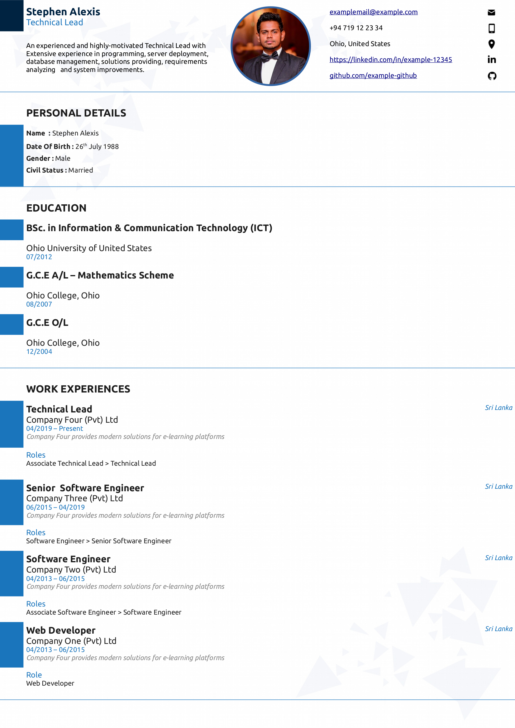 Free Download LibreOffice Writer Resume CV Templates Style 01