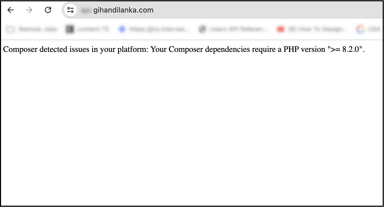 Composer detected issues in your platform: Your Composer dependencies require a PHP version ">= 8.2.0"
