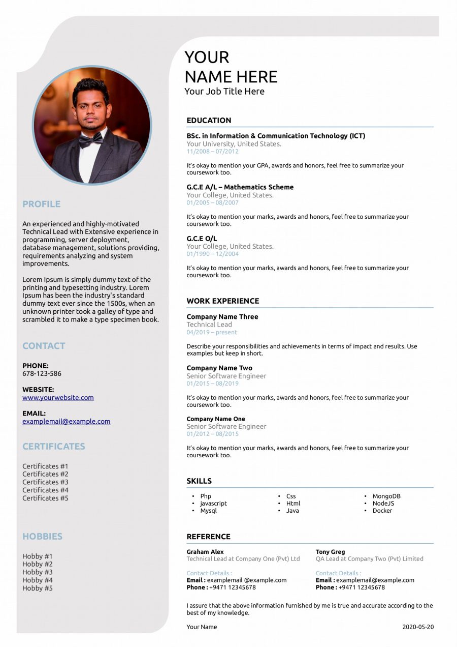 Free Download LibreOffice CV Template Style 02 - Gihan Dilanka